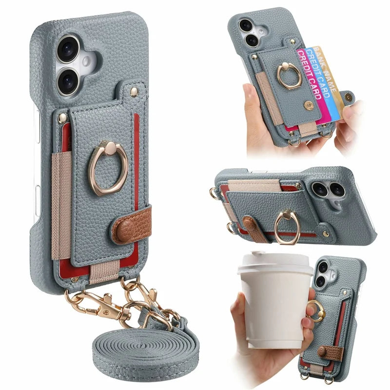ALMA ETHEREAL Phone Case with Wallet and Ring Holder - Blue