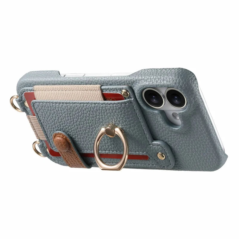 ALMA ETHEREAL Phone Case with Wallet and Ring Holder - Blue