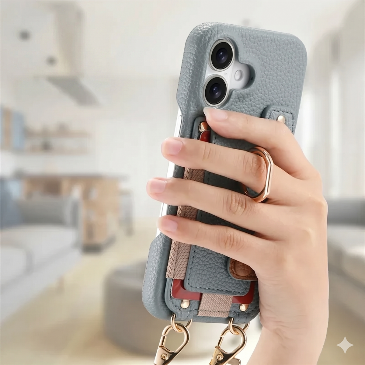 ALMA ETHEREAL Phone Case with Wallet and Ring Holder - Blue